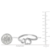 0.10 Carat (ctw) Sterling Silver Round White Diamond Ladies Promise Double Heart Love Engagement Ring