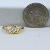 0.03 Carat (ctw) 10k Yellow Gold Round Diamond Ladies Bridal Promise Irish Love and Friendship Band Claddagh Heart Shape Ring