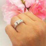 1.86 Carat (ctw) 14k White Gold Princess & Round Diamond Ladies Bridal Ring Set Engagement with Matching Band