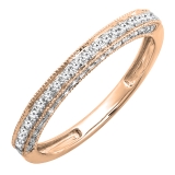 0.40 Carat (ctw) 10K Rose Gold Round Diamond Ladies Anniversary Wedding Band Enhancer Guard Ring