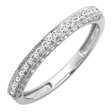 0.40 Carat (ctw) 10K White Gold Round Diamond Ladies Anniversary Wedding Band Enhancer Guard Ring