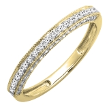 0.40 Carat (ctw) 10K Yellow Gold Round Diamond Ladies Anniversary Wedding Band Enhancer Guard Ring