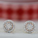 0.40 Carat (ctw) Round White Diamond Cluster Earrings Look of 1 CT each 14K Rose Gold