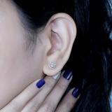 0.40 Carat (ctw) Round White Diamond Cluster Earrings Look of 1 CT each 14K Yellow Gold