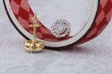 0.40 Carat (ctw) 14K Yellow Gold Round Cut Diamond Round Shape Cluster Earrings Look of 1 CT each