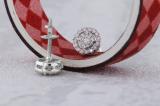 0.40 Carat (ctw) 14K White Gold Round Cut Diamond Round Shape Cluster Earrings Look of 1 CT each