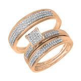 Round Diamond Unisex Engagement Ring Wedding Band Trio Set for Women (0.50 ctw Color I-J Clarity I1-I2) in 14K Rose Gold