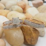 0.50 Carat (ctw) 10k Rose Gold Round Diamond Men's & Women's Micro Pave Engagement Ring Trio Bridal Wedding Band Set 1/2 CT
