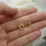 1.75 Carat (ctw) 18K White Gold Heart Shape Citrine & Round Cut Diamond Ladies Halo Stud Earrings