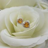 1.75 Carat (ctw) 10K White Gold Heart Shape Citrine & Round Cut Diamond Ladies Halo Stud Earrings