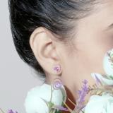 1.65 Carat (ctw) 18K White Gold Heart Cut Pink Tourmaline & Round White Diamond Ladies Heart Shaped Halo Stud Earrings
