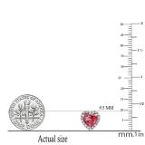1.65 Carat (ctw) 18K White Gold Heart Cut Pink Tourmaline & Round White Diamond Ladies Heart Shaped Halo Stud Earrings