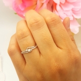 0.10 Carat (ctw) 10k White Gold Round Diamond Wave Ladies Bridal Promise Engagement Ring 1/5 CT