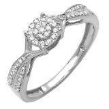0.15 Carat (ctw) Round Diamond Ladies Engagement Bridal Split Shank Promise Ring 18K White Gold
