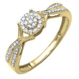 0.15 Carat (ctw) Round Diamond Ladies Engagement Bridal Split Shank Promise Ring 18k Yellow Gold