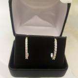 0.25 Carat (ctw) Sterling Silver Round Diamond Ladies Hoop Earrings 1/4 ct