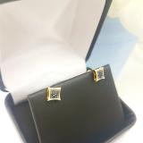 0.10 Carat (ctw) 14K Yellow Gold Black Round Diamond Micro Pave Setting Kite Shape Stud Earrings 1/10 CT