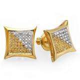 0.25 Carat (ctw) 18K Yellow Gold Plated Sterling Silver White & Yellow Round Diamond Micro Pave Setting Kite Shape Stud Earrings