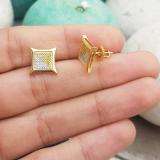 0.25 Carat (ctw) 18K Yellow Gold Plated Sterling Silver White & Yellow Round Diamond Micro Pave Setting Kite Shape Stud Earrings