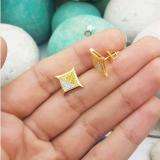 0.25 Carat (ctw) 18K Yellow Gold Plated Sterling Silver White & Yellow Round Diamond Micro Pave Setting Kite Shape Stud Earrings