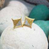 0.25 Carat (ctw) 18K Yellow Gold Plated Sterling Silver White & Yellow Round Diamond Micro Pave Setting Kite Shape Stud Earrings