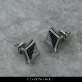 0.15 Carat (ctw) Sterling Silver Blue & White Round Diamond Micro Pave Setting Kite Shape Stud Earrings