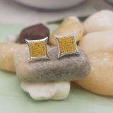 0.15 Carat (ctw) 14K White Gold Yellow Round Diamond Micro Pave Setting Kite Shape Stud Earrings