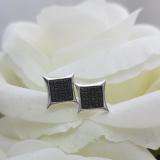 0.15 Carat (ctw) Sterling Silver Black Round Diamond Micro Pave Setting Kite Shape Stud Earrings