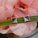 0.10 Carat (ctw) Sterling Silver White & Black Round Diamond Micro Pave Setting Kite Shape Stud Earrings