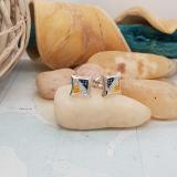 0.10 Carat (ctw) Sterling Silver Blue White & Yellow Round Diamond Micro Pave Setting Kite Shape Stud Earrings