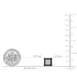 0.10 Carat (ctw) Round Black & White Diamond Kite Shape Stud Earrings 1/10 CT 14K White Gold