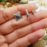 0.20 Carat (ctw) 10K White Gold White & Blue Round Diamond Micro Pave Setting Kite Shape Stud Earrings 1/4 CT