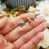0.20 Carat (ctw) 10K White Gold White & Blue Round Diamond Micro Pave Setting Kite Shape Stud Earrings 1/4 CT