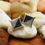 0.20 Carat (ctw) 10K White Gold White & Blue Round Diamond Micro Pave Setting Kite Shape Stud Earrings 1/4 CT