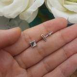 0.10 Carat (ctw) Sterling Silver White & Black Round Diamond Micro Pave Setting Kite Shape Stud Earrings