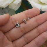 0.10 Carat (ctw) Sterling Silver White & Black Round Diamond Micro Pave Setting Kite Shape Stud Earrings