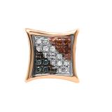 0.05 Carat (ctw) Round Blue White & Red Diamond Kite Shape Stud Earring 10K Rose Gold (Only 1pc)