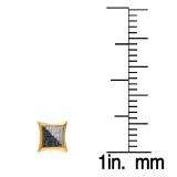 0.25 Carat (ctw) 10K Yellow Gold White & Black Round Diamond Micro Pave Setting Kite Shape Stud Earrings 1/4 CT