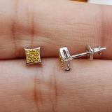 0.05 Carat (ctw) Sterling Silver Yellow Round Diamond Micro Pave Setting Kite Shape Stud Earrings
