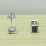 0.05 Carat (ctw) 14K White Gold Black Round Diamond Micro Pave Setting Kite Shape Stud Earrings