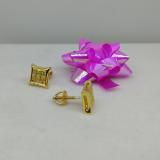 0.10 Carat (ctw) 18K Yellow Gold Plated Sterling Silver Yellow Round Diamond Micro Pave Setting Kite Shape Stud Earrings