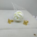0.10 Carat (ctw) 18K Yellow Gold Plated Sterling Silver Yellow Round Diamond Micro Pave Setting Kite Shape Stud Earrings