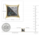 0.10 Carat (ctw) 10K Yellow Gold Blue & White Round Diamond Micro Pave Setting Kite Shape Stud Earrings 1/10 CT