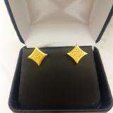 0.15 Carat (ctw) 14K Yellow Gold Yellow Round Diamond Micro Pave Setting Kite Shape Stud Earrings