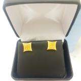 0.15 Carat (ctw) 14K Yellow Gold Yellow Round Diamond Micro Pave Setting Kite Shape Stud Earrings