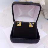 0.15 Carat (ctw) 18K Yellow Gold Plated Sterling Silver Blue White & Yellow Round Diamond Micro Pave Setting Kite Shape Stud Earrings