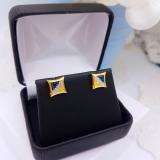 0.15 Carat (ctw) 18K Yellow Gold Plated Sterling Silver Blue White & Yellow Round Diamond Micro Pave Setting Kite Shape Stud Earrings