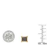 0.15 Carat (ctw) 14K Yellow Gold Black Round Diamond Micro Pave Setting Kite Shape Stud Earrings