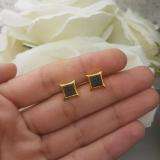 0.15 Carat (ctw) 14K Yellow Gold Black Round Diamond Micro Pave Setting Kite Shape Stud Earrings