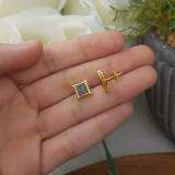 0.15 Carat (ctw) 14K Yellow Gold Black Round Diamond Micro Pave Setting Kite Shape Stud Earrings